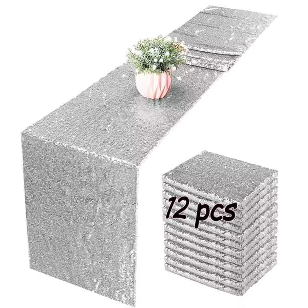 1/6/12Pcs Gold Sequined Table Runner Set, 180/220/300x30Cm, Disposable Party Tablecloth, Sparkly Wedding,Birthday Decoration, Suitable For Bridal Showers And Table Decorations,,Valentine's Day, Home Decor, Room Decor,Bachelorette,Easter,Graduation